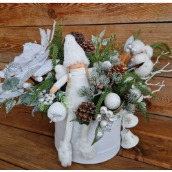 Stroik Świąteczny Bożonarodzeniowy Biały Skrzat